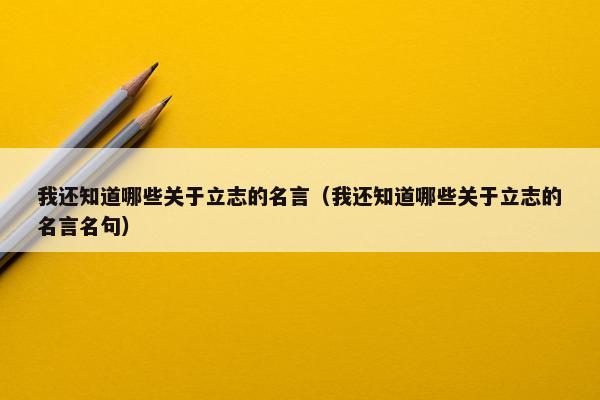 我还知道哪些关于立志的名言（我还知道哪些关于立志的名言名句）