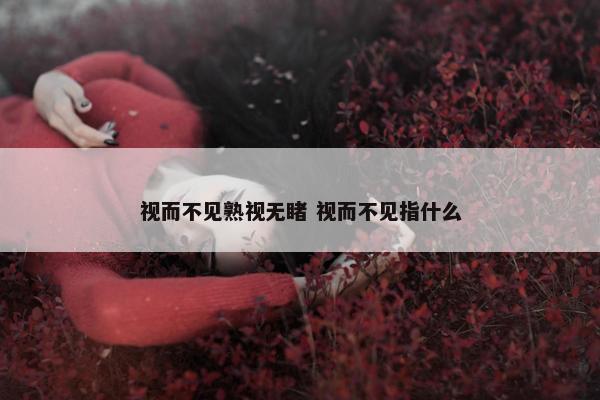 视而不见熟视无睹 视而不见指什么