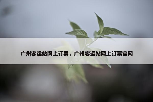 广州客运站网上订票，广州客运站网上订票官网