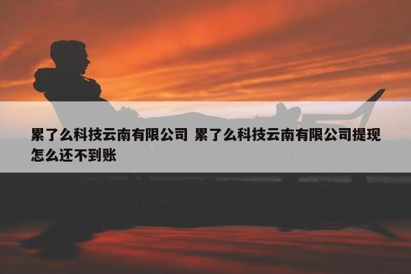 累了么科技云南有限公司 累了么科技云南有限公司提现怎么还不到账