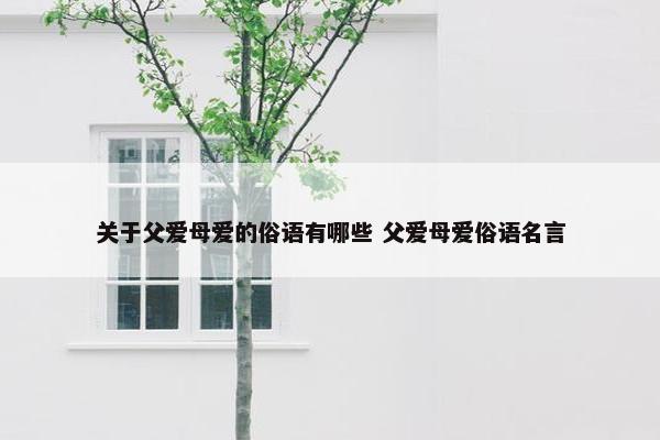 关于父爱母爱的俗语有哪些 父爱母爱俗语名言