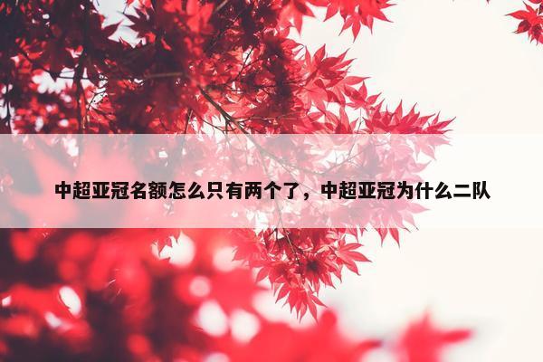 中超亚冠名额怎么只有两个了，中超亚冠为什么二队