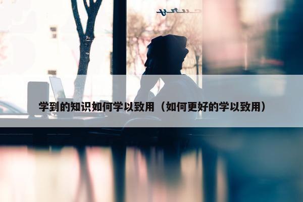 学到的知识如何学以致用（如何更好的学以致用）