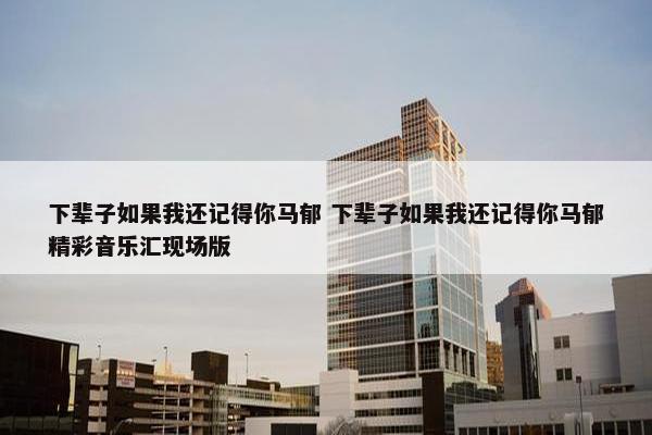 下辈子如果我还记得你马郁 下辈子如果我还记得你马郁精彩音乐汇现场版