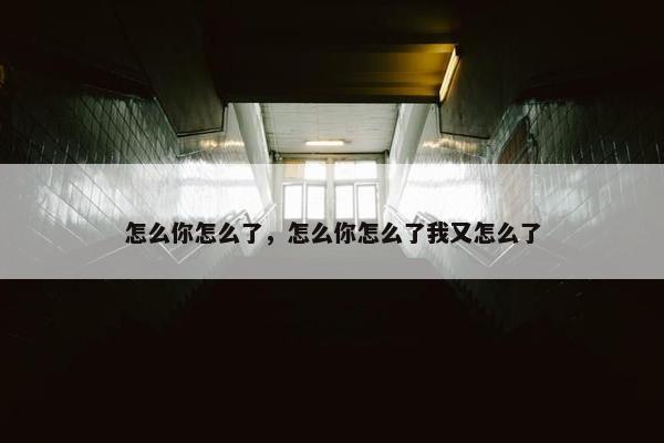 怎么你怎么了，怎么你怎么了我又怎么了