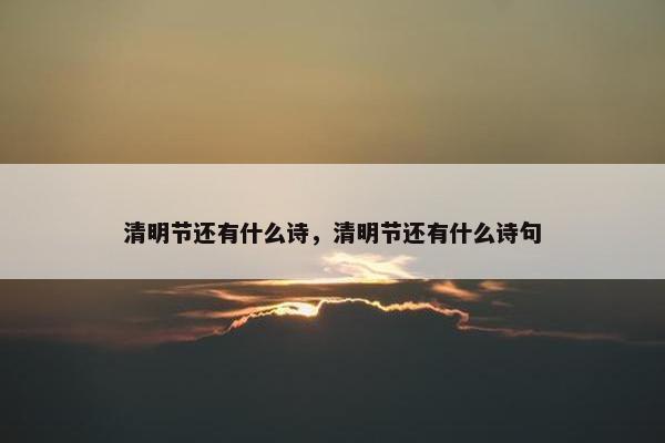 清明节还有什么诗，清明节还有什么诗句