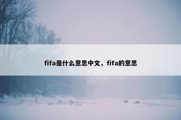 fifa是什么意思中文，fifa的意思