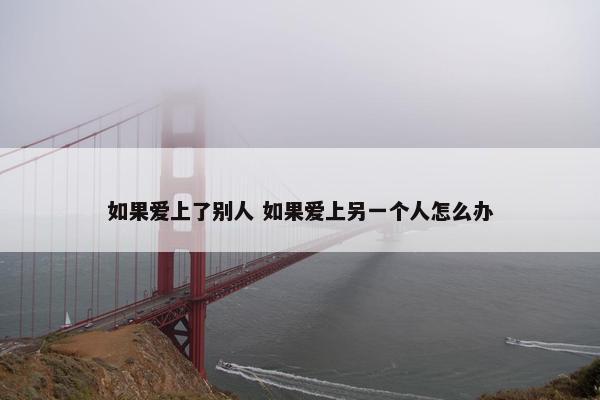 如果爱上了别人 如果爱上另一个人怎么办