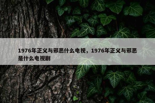 1976年正义与邪恶什么电视，1976年正义与邪恶是什么电视剧