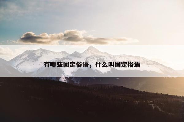 有哪些固定俗语，什么叫固定俗语