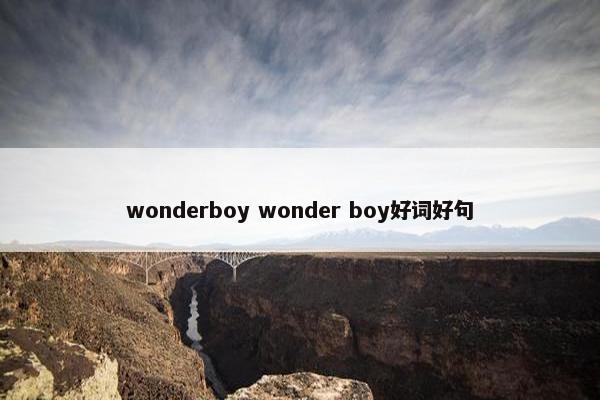 wonderboy wonder boy好词好句