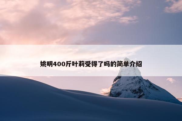 姚明400斤叶莉受得了吗的简单介绍