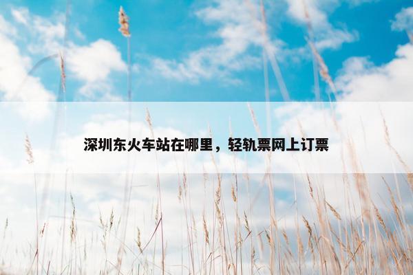 深圳东火车站在哪里，轻轨票网上订票