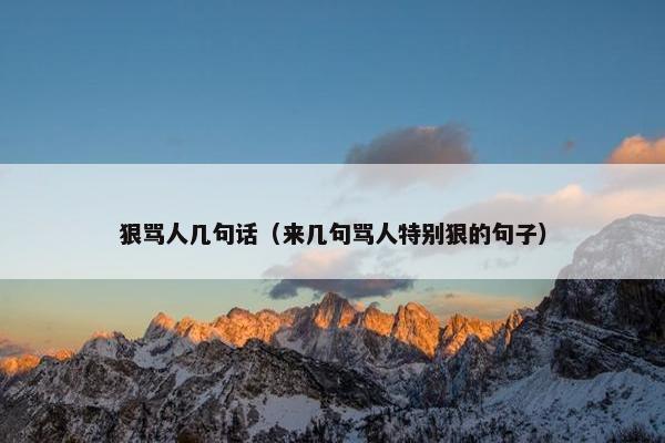 狠骂人几句话（来几句骂人特别狠的句子）