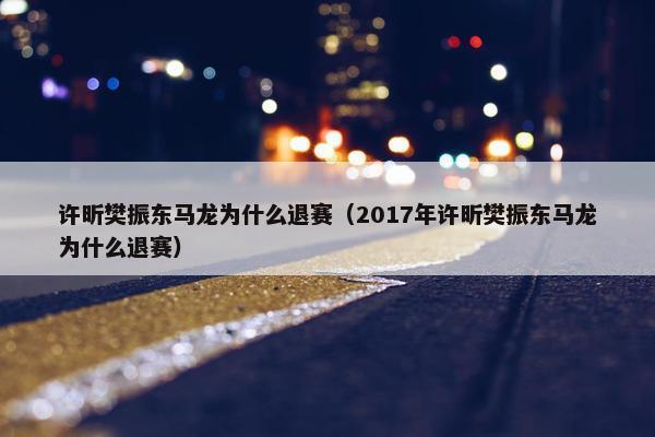 许昕樊振东马龙为什么退赛（2017年许昕樊振东马龙为什么退赛）