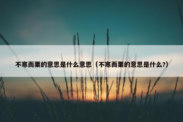 不寒而栗的意思是什么意思（不寒而栗的意思是什么?）