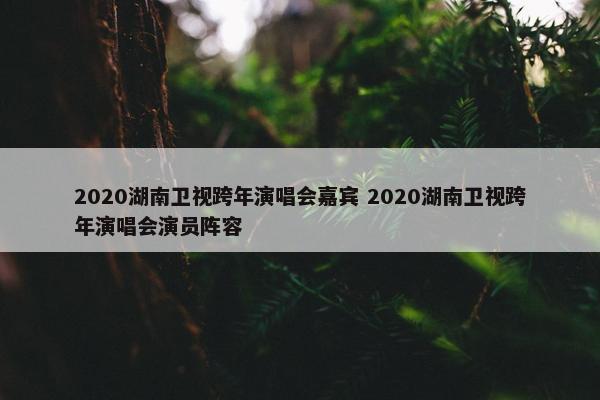 2020湖南卫视跨年演唱会嘉宾 2020湖南卫视跨年演唱会演员阵容