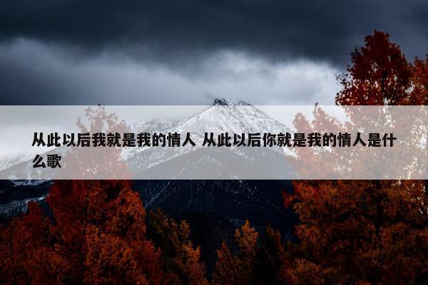 从此以后我就是我的情人 从此以后你就是我的情人是什么歌