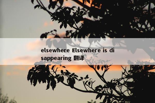 elsewhere Elsewhere is disappearing 翻译