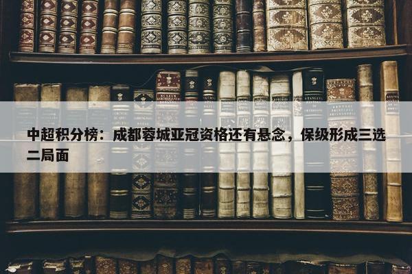 中超积分榜：成都蓉城亚冠资格还有悬念，保级形成三选二局面