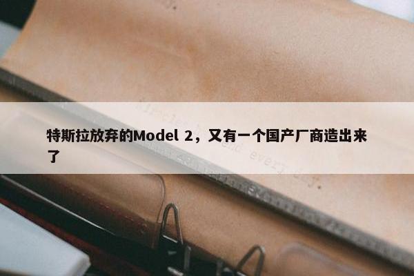 特斯拉放弃的Model 2，又有一个国产厂商造出来了