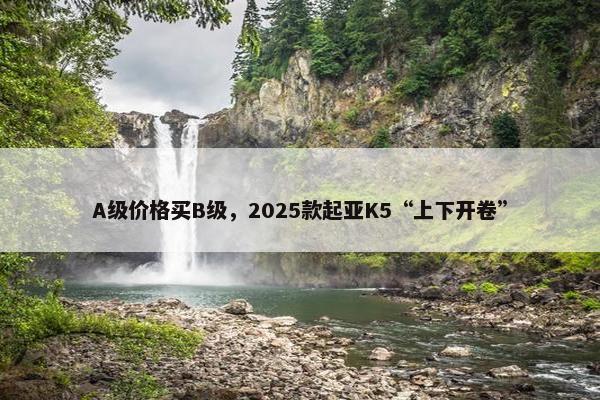 A级价格买B级，2025款起亚K5“上下开卷”