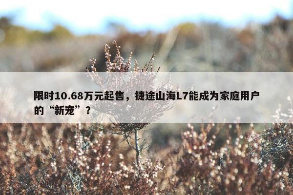 限时10.68万元起售，捷途山海L7能成为家庭用户的“新宠”？