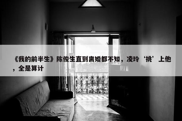 《我的前半生》陈俊生直到离婚都不知，凌玲‘挑’上他，全是算计