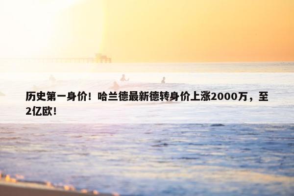 历史第一身价！哈兰德最新德转身价上涨2000万，至2亿欧！