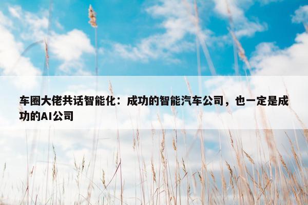 车圈大佬共话智能化：成功的智能汽车公司，也一定是成功的AI公司