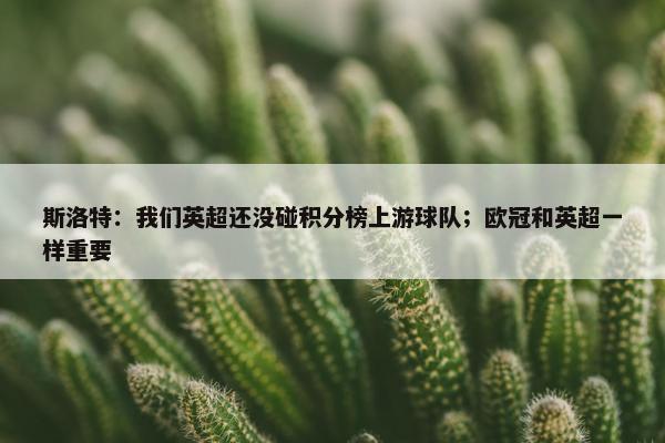 斯洛特：我们英超还没碰积分榜上游球队；欧冠和英超一样重要