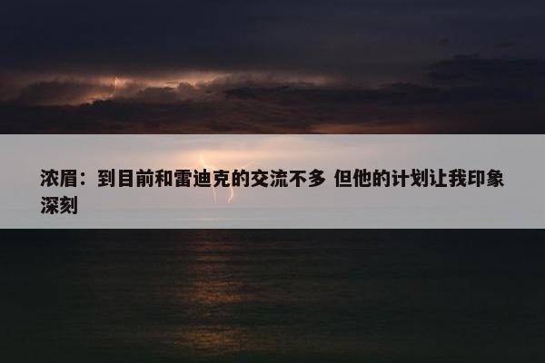 浓眉：到目前和雷迪克的交流不多 但他的计划让我印象深刻