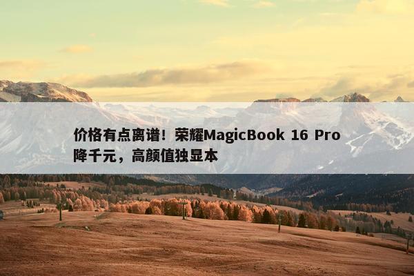 价格有点离谱！荣耀MagicBook 16 Pro降千元，高颜值独显本