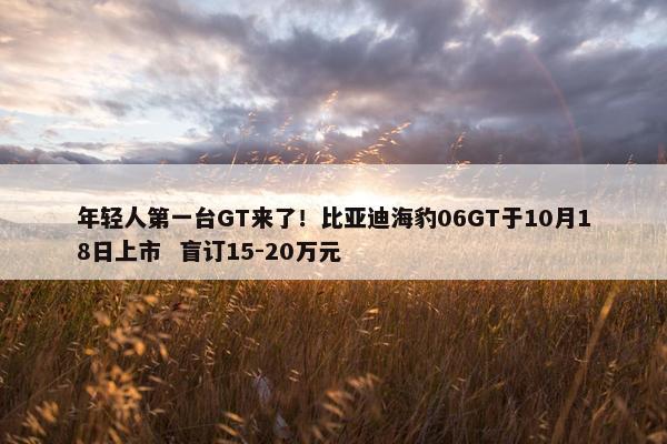 年轻人第一台GT来了！比亚迪海豹06GT于10月18日上市  盲订15-20万元