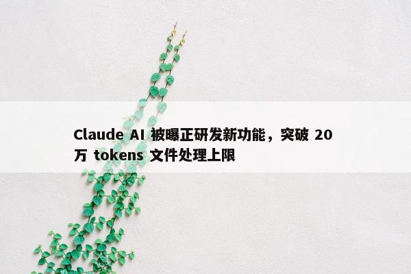 Claude AI 被曝正研发新功能，突破 20 万 tokens 文件处理上限