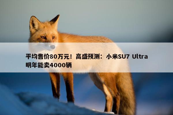 平均售价80万元！高盛预测：小米SU7 Ultra明年能卖4000辆