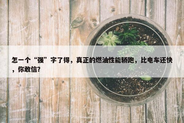 怎一个“强”字了得，真正的燃油性能轿跑，比电车还快，你敢信？