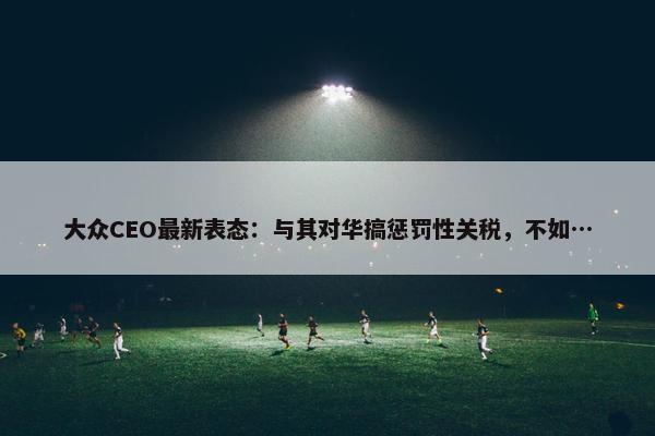 大众CEO最新表态：与其对华搞惩罚性关税，不如…