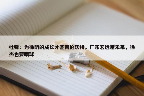 杜锋：为徐昕的成长才签吉伦沃特，广东宏远赌未来，徐杰也要喂球