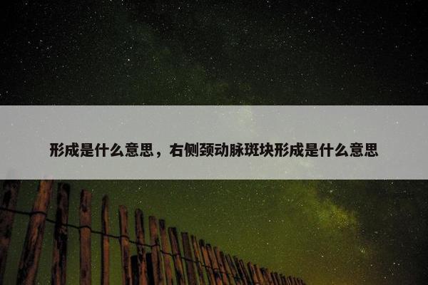 形成是什么意思，右侧颈动脉斑块形成是什么意思