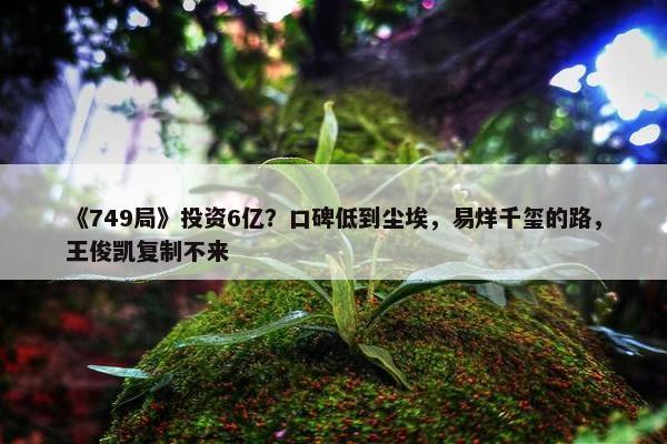 《749局》投资6亿？口碑低到尘埃，易烊千玺的路，王俊凯复制不来