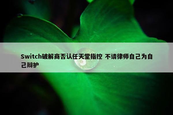 Switch破解商否认任天堂指控 不请律师自己为自己辩护