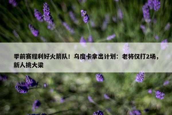 季前赛程利好火箭队！乌度卡拿出计划：老将仅打2场，新人挑大梁