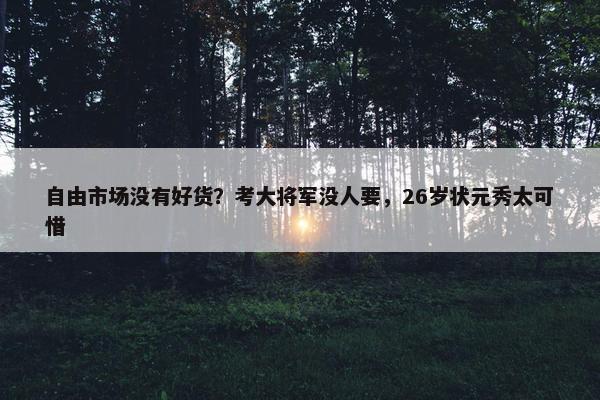 自由市场没有好货？考大将军没人要，26岁状元秀太可惜