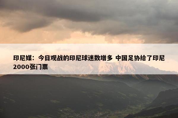 印尼媒：今日观战的印尼球迷数增多 中国足协给了印尼2000张门票