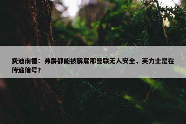 费迪南德：弗爵都能被解雇那曼联无人安全，英力士是在传递信号？