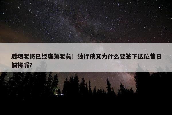 后场老将已经廉颇老矣！独行侠又为什么要签下这位昔日旧将呢？