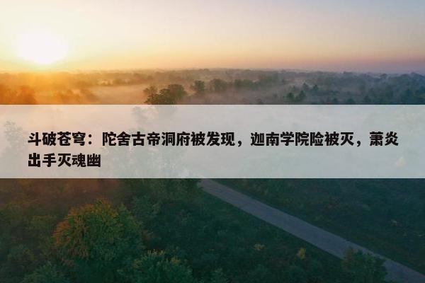 斗破苍穹：陀舍古帝洞府被发现，迦南学院险被灭，萧炎出手灭魂幽