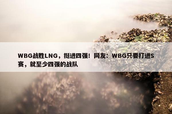 WBG战胜LNG，挺进四强！网友：WBG只要打进S赛，就至少四强的战队