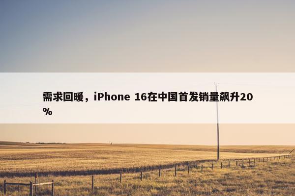 需求回暖，iPhone 16在中国首发销量飙升20%